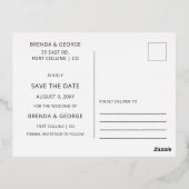 Eenvoudige Gold Script-kalligrafie Sparen de Datum Folie Uitnodiging Briefkaart (Achterkant)