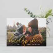 Eenvoudige Gold Script Overlay-foto Folie Feestdagenkaart (Staand Voorkant)