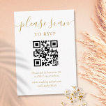 Eenvoudige Gold Script RSVP QR-code Informatiekaartje<br><div class="desc">Een eenvoudige elegante gouden manuscript RSVP omslagkaart met uw eigen QR code en trouwwebsitedetails die in de chemische typografie worden geplaatst. Ontworpen door: Thisnotme©</div>