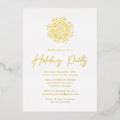 Eenvoudige Gold Snowflake-feestdag Folie Uitnodiging (Voorkant)