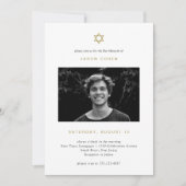 Eenvoudige Gold Star van David | Foto Bar Mitzvah Kaart (Voorkant)