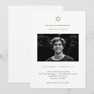 Eenvoudige Gold Star van David   Foto Bar Mitzvah Kaart