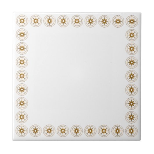 Eenvoudige Gold Starst burst Medallion Lijst Tegeltje (Voorkant)