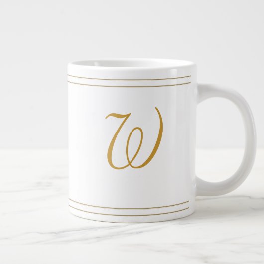 Eenvoudige Gold Stripes-minimalist - Monogram Grote Koffiekop (Rechts)