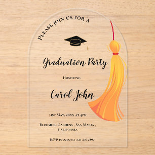 Eenvoudige Gold Tassel Klasse van 2025 Graduation  Acryl Uitnodigingen