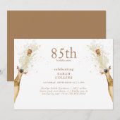 Eenvoudige Gold Text Champagne 85th Birthday Party Kaart (Voorkant / Achterkant)