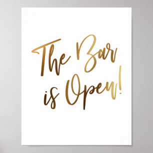 Eenvoudige Gold Typografie De balk is open gebaren Poster