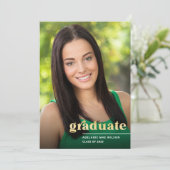 Eenvoudige Gold Typografie Foto Graduparty Kaart (Staand voorkant)