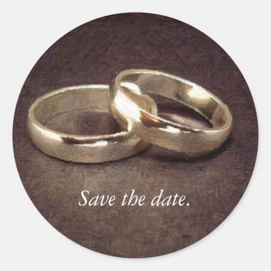 Eenvoudige Gold Wedding Bands - bespaar de datum-S Ronde Sticker (Voorkant)
