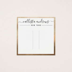 Eenvoudige Gold White Cursive Hair Clip Display Ka Vierkante Visitekaartjes