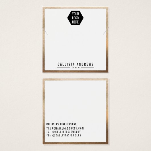 Eenvoudige Gold White Logo Kaart Ketting (Voorkant /achterkant)