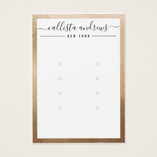 Eenvoudige Gold White Multiple Earring Display Kaa Visitekaartje (Voorkant)