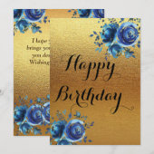 Eenvoudige Golden Happy-verjaardagskaart Kaart (Voorkant / Achterkant)