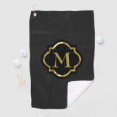 Eenvoudige Golden Monogram Golfhanddoek (Insitu)