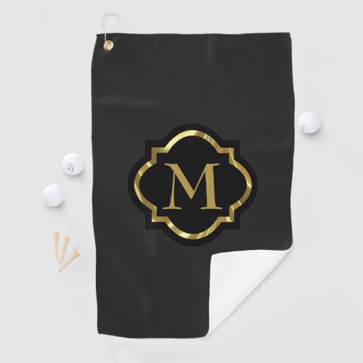Eenvoudige Golden Monogram Golfhanddoek (Insitu)