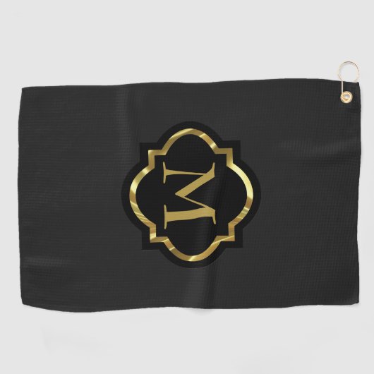 Eenvoudige Golden Monogram Golfhanddoek (Horizontaal)