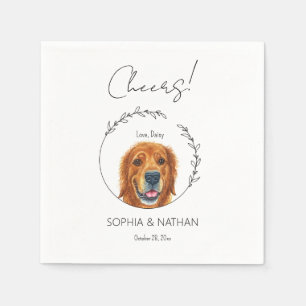 Eenvoudige Golden Retriever Hond Bruiloft Cocktail Servet