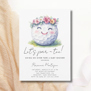 Eenvoudige Golf Bloemenkrans Laten we Par-Tee Baby Kaart