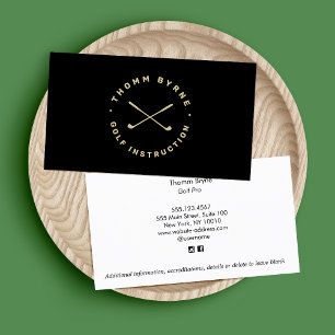 Eenvoudige Golf Instructor Pro Crossed Golf Clubs Visitekaartje