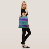 Eenvoudige golf paarse turquoise violet met naam tote bag (Op model)