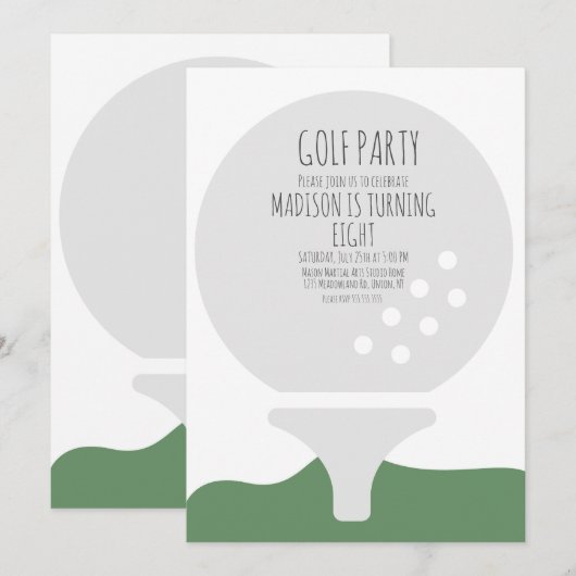 Eenvoudige golfbal verjaardagsfeest uitnodiging (Voorkant / Achterkant)
