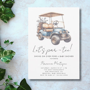 Eenvoudige Golfkar Laat Par-Tee Baby Shower Kaart
