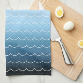 Eenvoudige golflengte blauw verloop theedoek (Quarter Fold)