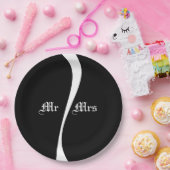 Eenvoudige golven 2 - Aangepast zwart en wit Papieren Bordje (Feest)