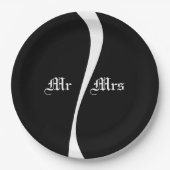 Eenvoudige golven 2 - Aangepast zwart en wit Papieren Bordje (Voorkant)