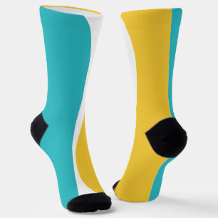 Eenvoudige golven 2 in turquoise, geel en wit sokken