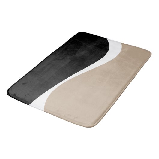 Eenvoudige golven 2 - Taupe, zwart en wit Badmat (Gekanteld)