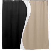 Eenvoudige golven 2 - Taupe, zwart en wit Douchegordijn (Voorkant)