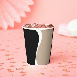 Eenvoudige golven 2 - Taupe, zwart en wit Papieren Bekers