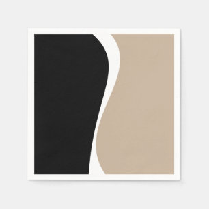 Eenvoudige golven 2 - Taupe, zwart en wit Servet