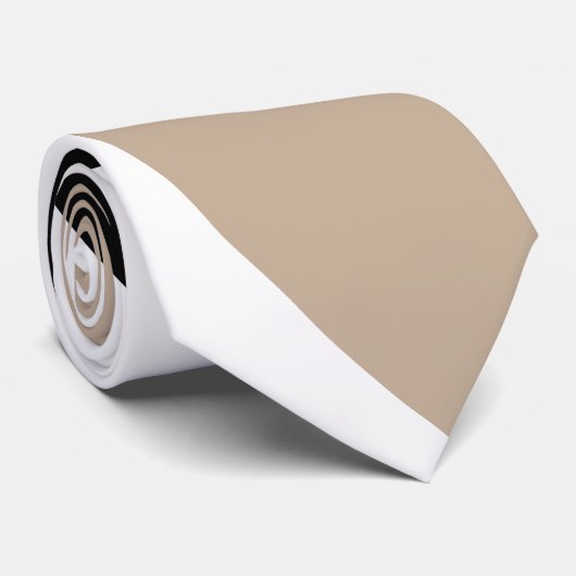 Eenvoudige golven 2 - Taupe, zwart en wit Stropdas (Opgerold)