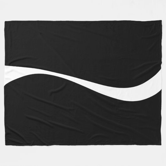 Eenvoudige golven 2 - zwart en wit fleece deken (Voorkant (Horizontaal))