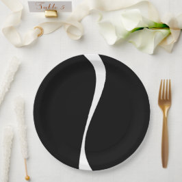 Eenvoudige golven 2 - zwart en wit papieren bordje