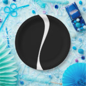 Eenvoudige golven 2 - zwart en wit papieren bordje (Feest)