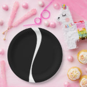 Eenvoudige golven 2 - zwart en wit papieren bordje (Feest)