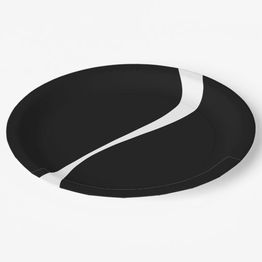 Eenvoudige golven 2 - zwart en wit papieren bordje (Gekanteld)