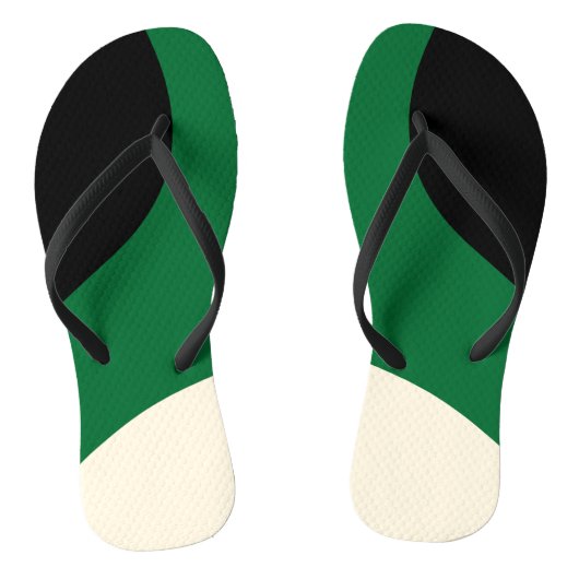 Eenvoudige golven - groen, room en zwart teenslippers (Voetbed)