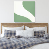 Eenvoudige golven in groen canvas afdruk (Insitu (Slaapkamer))
