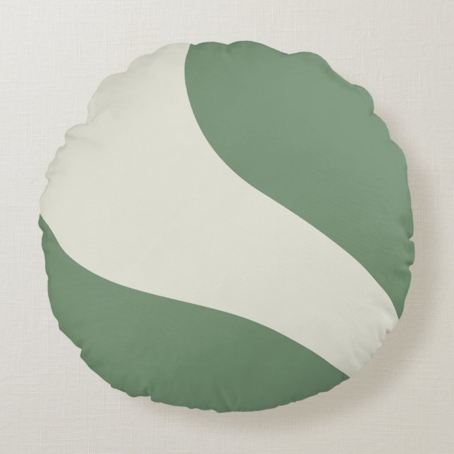 Eenvoudige golven in groen rond kussen (Voorkant)