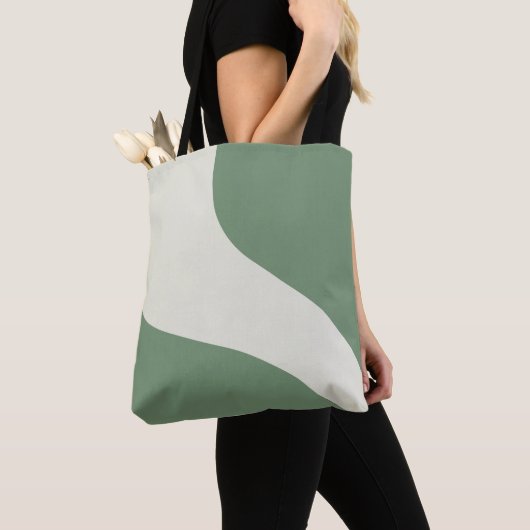 Eenvoudige golven in groen tote bag (Dichtbij)