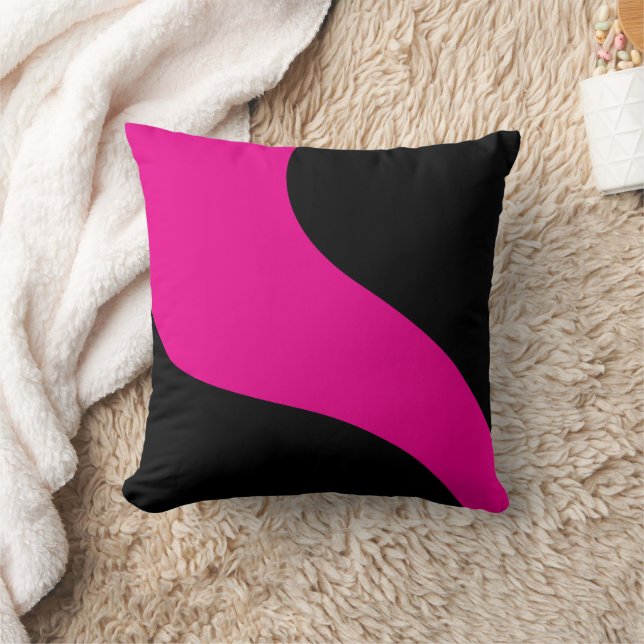 Eenvoudige golven in magenta en zwart kussen (Deken)
