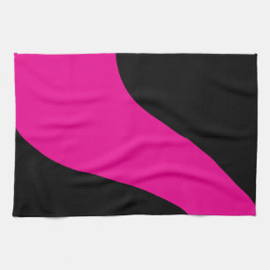 Eenvoudige golven in magenta en zwart theedoek