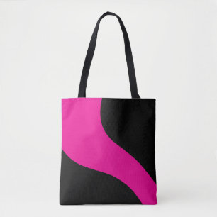 Eenvoudige golven in magenta en zwart tote bag