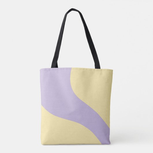 Eenvoudige golven in pastelgeel en Paarse Tote Bag (Achterkant)