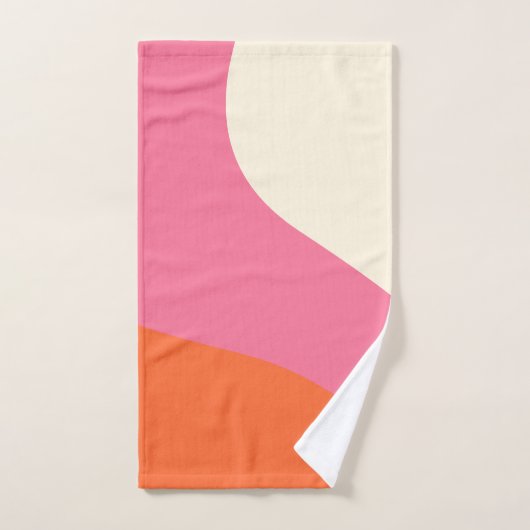 Eenvoudige golven - Roze, Oranje en crème Bad Handdoek (Handdoek)