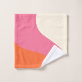 Eenvoudige golven - Roze, Oranje en crème Bad Handdoek (Wasdoekje)